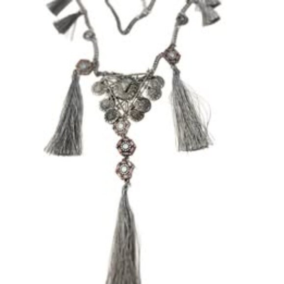 Boho Tribal Statement Necklace with Tassels – 20” - Picture 2 of 2